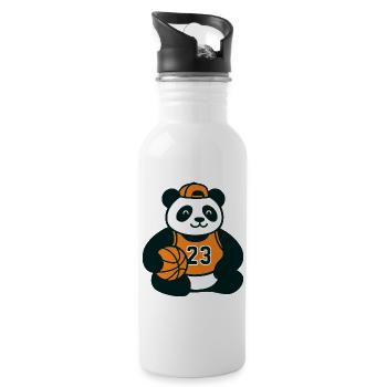 Panda basketteur Basket Basketball - Gourde avec paille intégrée - blanc - Droite