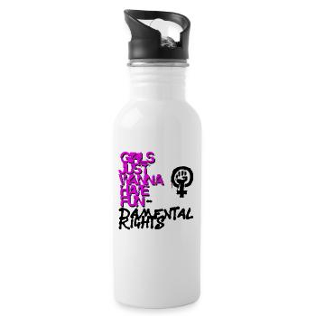 Girls just wanna have basic rights - Water bottle with straw - white - Right