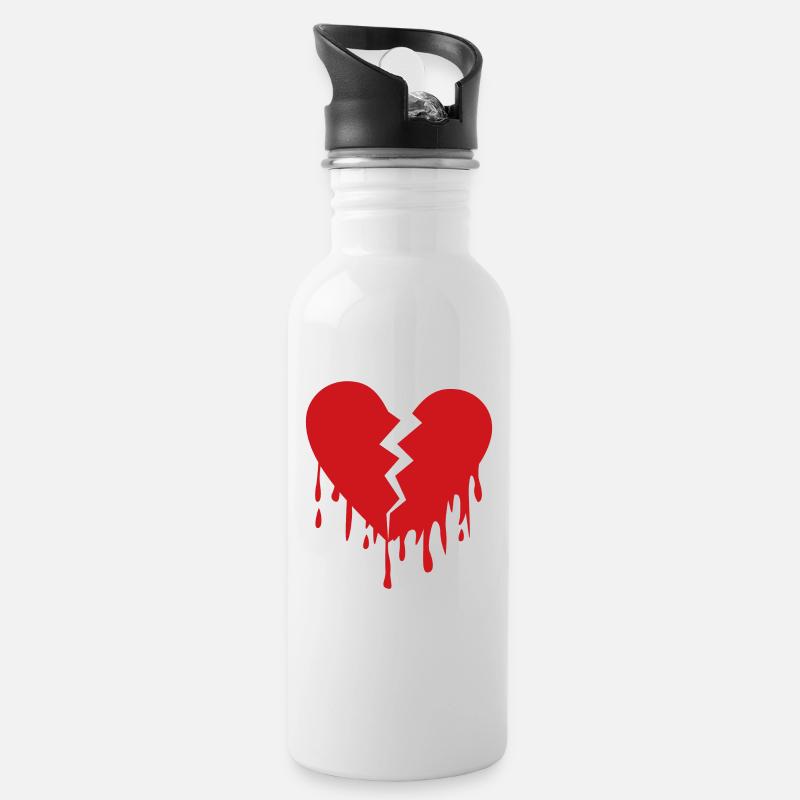 Broken heart de - Trinkflasche mit integriertem Trinkhalm - Weiß
