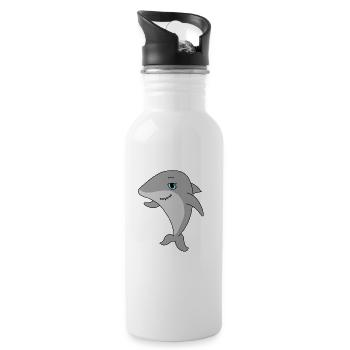 Requin - Gourde avec paille intégrée - blanc - Droite