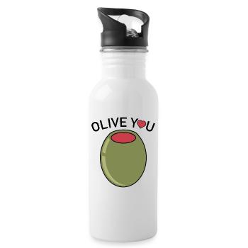 Olive Du - Trinkflasche mit integriertem Trinkhalm - Weiß - Rechts
