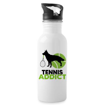 Tennis Tennis Match "Tennis & Dog" Tennis addict - Water bottle with straw - white - Right