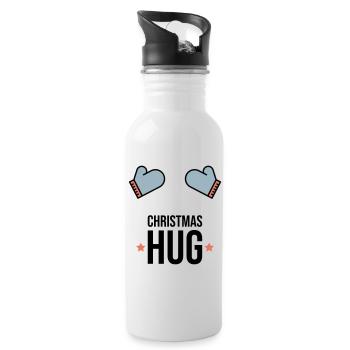 Weihnachten Umarmung Winter Handschuhe Geschenk - Trinkflasche mit integriertem Trinkhalm - Weiß - Rechts