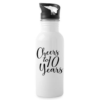 Cheers To 10 Years 10th Birthday Anniversary - Water bottle with straw - white - Right