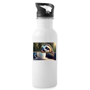 Caffeinated Sloth - Trinkflasche mit integriertem Trinkhalm - Weiß - Rechts
