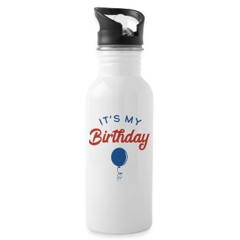 Es ist mein Geburtstag - Trinkflasche mit integriertem Trinkhalm - Weiß - Rechts