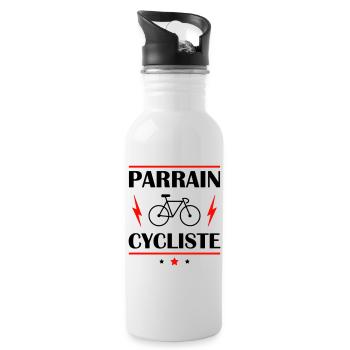 Parrain cycliste, cadeau cyclisme, vélo, Noël - Gourde avec paille intégrée - blanc - Droite