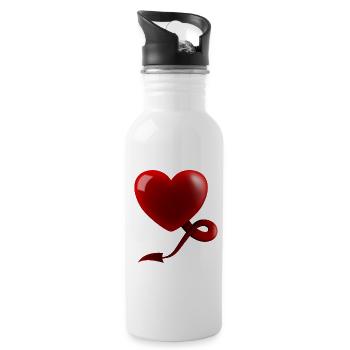 Coeur avec queue du diable - Gourde avec paille intégrée - blanc - Droite