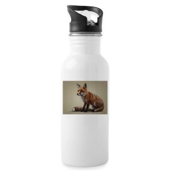 Fuchs Tier - Trinkflasche mit integriertem Trinkhalm - Weiß - Rechts
