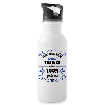 1995 Trainer Geburtstag Kollege Arbeitskollege - Trinkflasche mit integriertem Trinkhalm - Weiß - Rechts