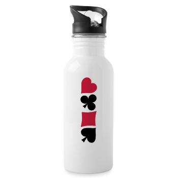 Heart Diamonds Poker Skat symbols icons - Water bottle with straw - white - Right