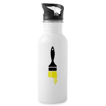 dripping paint brush - Water bottle with straw - white - Right