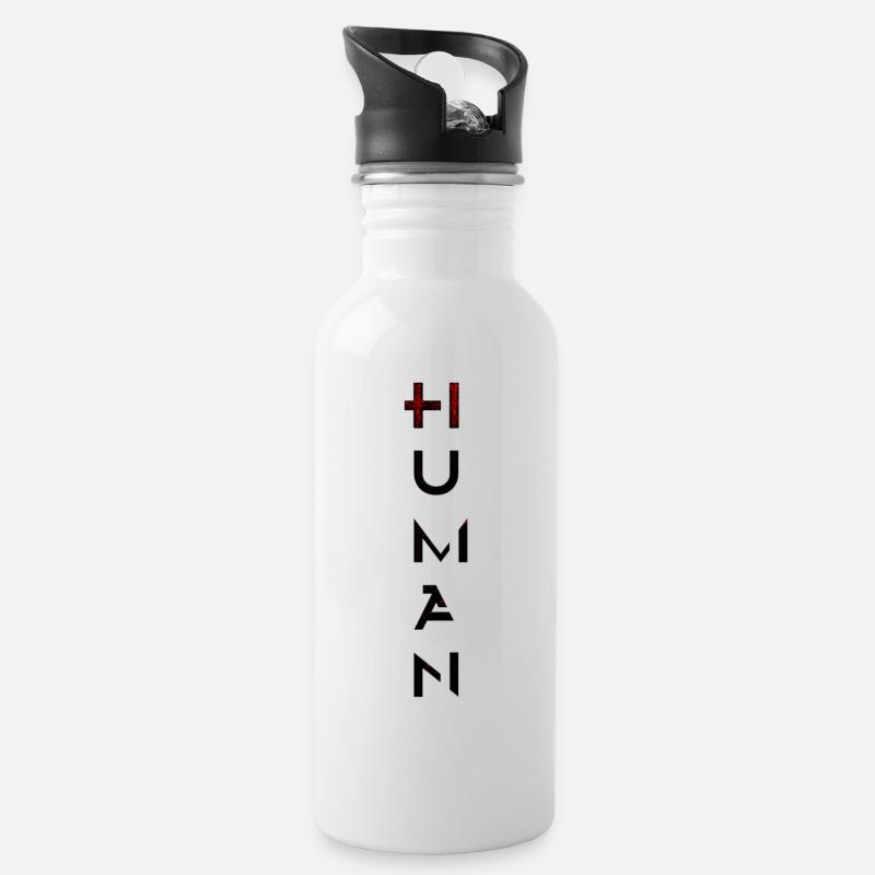 Human - Trinkflasche mit integriertem Trinkhalm - Weiß