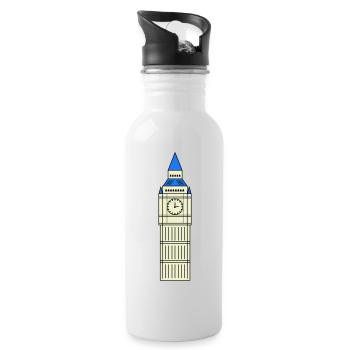 big ben design - Trinkflasche mit integriertem Trinkhalm - Weiß - Rechts