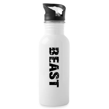 BEAST – Stärke und Selbstbewusstsein pur - Trinkflasche mit integriertem Trinkhalm - Weiß - Rechts