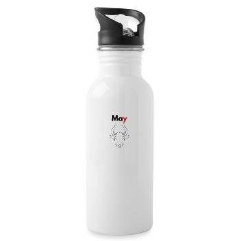 Monat mit seinem Sternzeichen Stier/Mai - Trinkflasche mit integriertem Trinkhalm - Weiß - Rechts