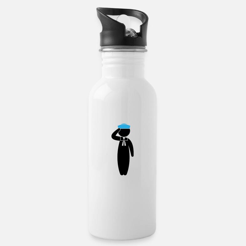 Ein salutierender Matrose - Trinkflasche mit integriertem Trinkhalm - Weiß