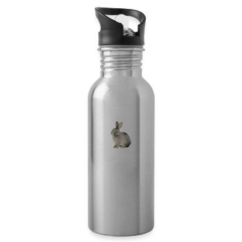 Hase mit einfarbigem Hintergrund - Trinkflasche mit integriertem Trinkhalm - Lightsilver - Rechts