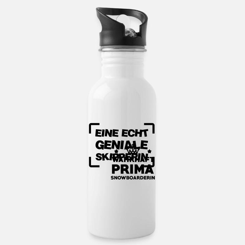 Skipper / Skipperin / Segeln / Windsurfen / Boot - Trinkflasche mit integriertem Trinkhalm - Weiß