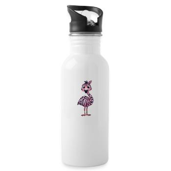 Flamingo - Trinkflasche mit integriertem Trinkhalm - Weiß - Rechts