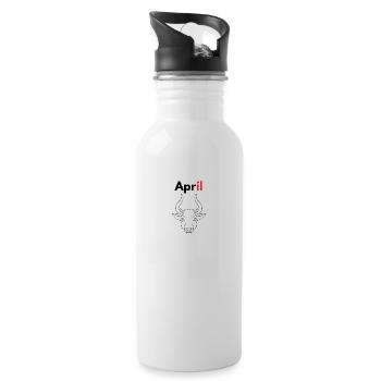 Monat mit seinem Sternzeichen Stier/April - Trinkflasche mit integriertem Trinkhalm - Weiß - Rechts