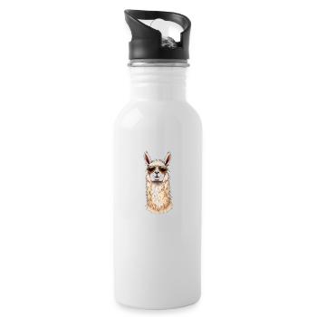 Cooles Alpaka - Trinkflasche mit integriertem Trinkhalm - Weiß - Rechts
