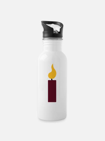 1st birthday - candle - Water bottle with straw - white