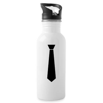 Krawatte - Trinkflasche mit integriertem Trinkhalm - Weiß - Rechts