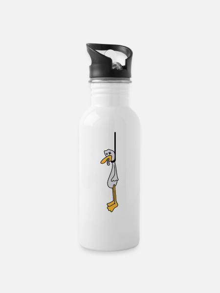 Hanged Duck - Trinkflasche mit integriertem Trinkhalm - Weiß