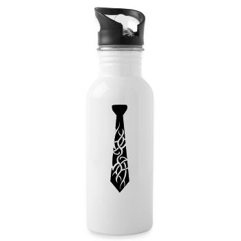 tie_tribal2 - Water bottle with straw - white - Right