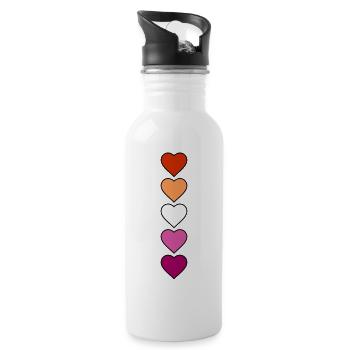LGBTQ Pride Lesbian Heart Lesbian Flag Lesbian - Gourde avec paille intégrée - blanc - Droite
