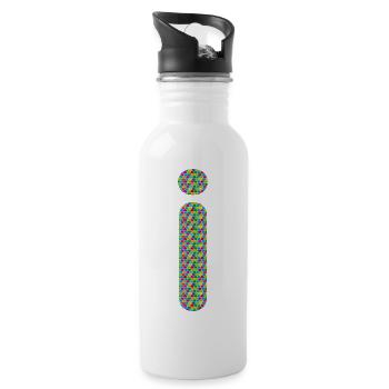 Buntes Herz i Design – Einzigartig & Stylisch! - Trinkflasche mit integriertem Trinkhalm - Weiß - Rechts
