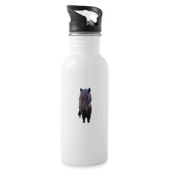 Pferde T-shirt Geschenk Reiter  - Trinkflasche mit integriertem Trinkhalm - Weiß - Rechts