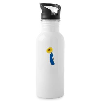 Ukraine, ukrainische Flagge, ukrainische Flagge - Trinkflasche mit integriertem Trinkhalm - Weiß - Rechts