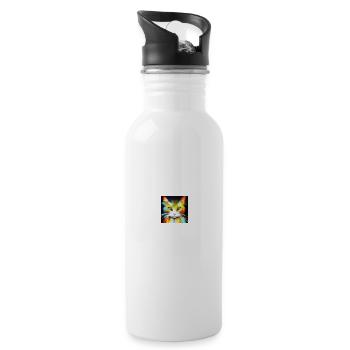 KI Katze - Trinkflasche mit integriertem Trinkhalm - Weiß - Rechts