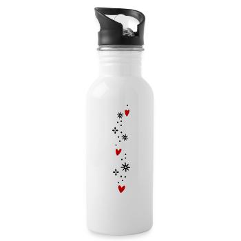 Coeurs Paillettes - Gourde avec paille intégrée - blanc - Droite