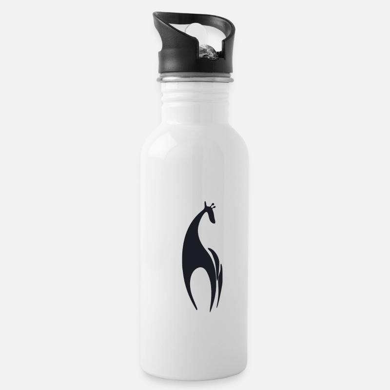 Giraffe - Trinkflasche mit integriertem Trinkhalm - Weiß