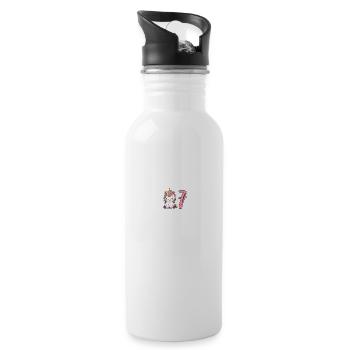 Children's Unicorn 7th Birthday I'm Already Seven - Water bottle with straw - white - Right