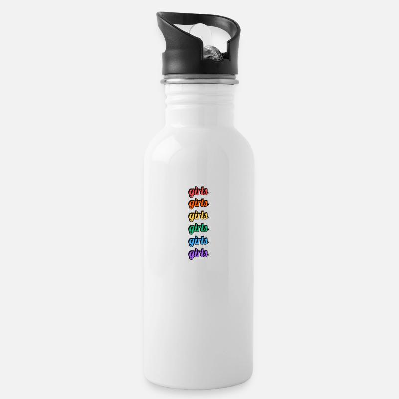 Lesbische Mädchen Regenbogen Text - Trinkflasche mit integriertem Trinkhalm - Weiß