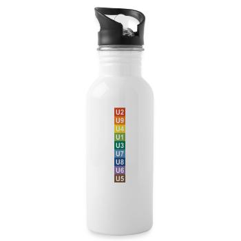 U-Bahn Regenbogen Berlin - Trinkflasche mit integriertem Trinkhalm - Weiß - Rechts