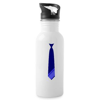 Blaue Krawatte - Trinkflasche mit integriertem Trinkhalm - Weiß - Rechts