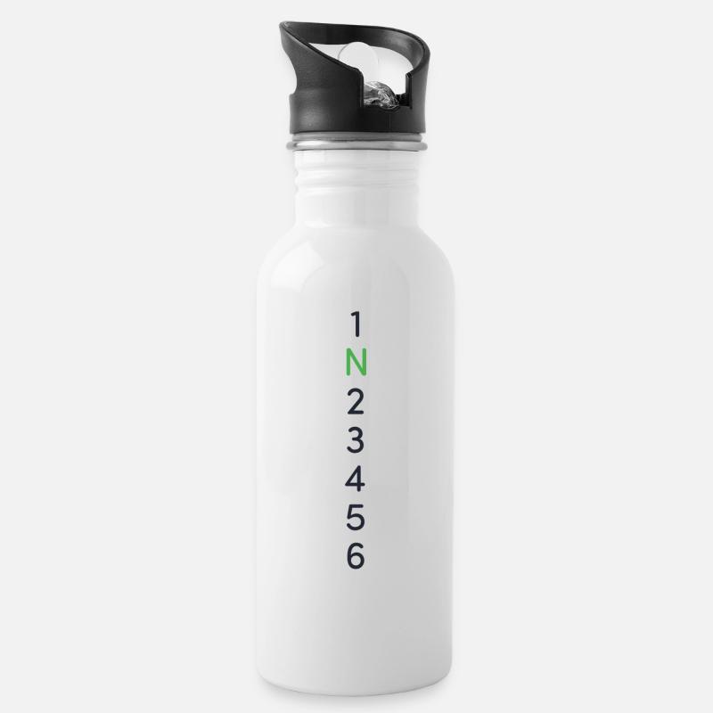 Motorradschaltung - Trinkflasche mit integriertem Trinkhalm - Weiß