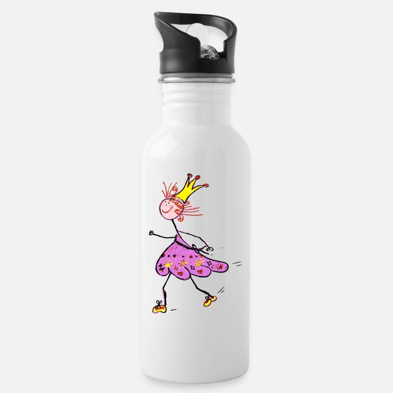 Lauf Prinzessin - Trinkflasche mit integriertem Trinkhalm - Weiß