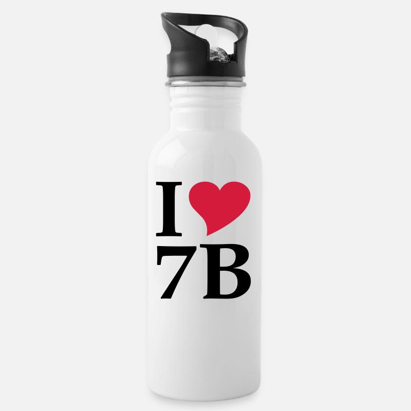 I love 7B/ Siebenbürgen - Trinkflasche mit integriertem Trinkhalm - Weiß