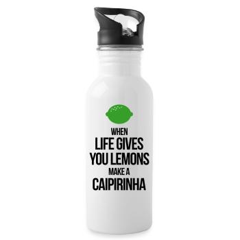 when life gives you lemons make a caipirinha - Trinkflasche mit integriertem Trinkhalm - Weiß - Rechts