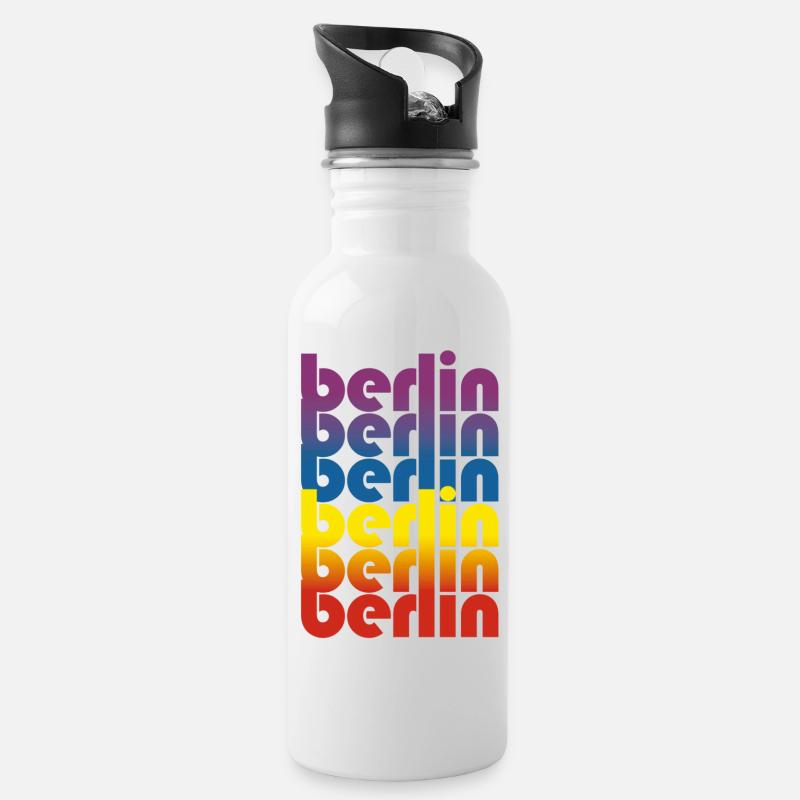 Berlin Berlin - Trinkflasche mit integriertem Trinkhalm - Weiß