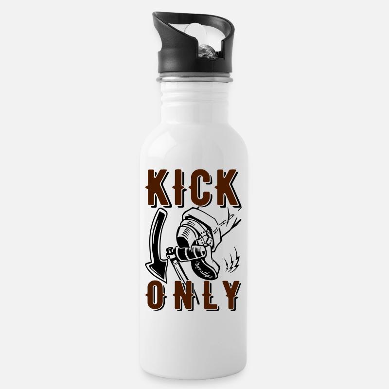 Kick only - Trinkflasche mit integriertem Trinkhalm - Weiß