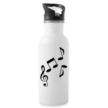 Musik - Noten - Music - Trinkflasche mit integriertem Trinkhalm - Weiß - Rechts