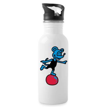sportliche Maus 3 - Trinkflasche mit integriertem Trinkhalm - Weiß - Rechts