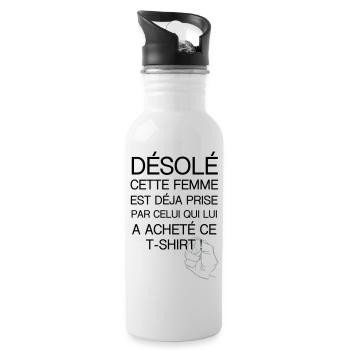 desole femme prise - Gourde avec paille intégrée - blanc - Droite